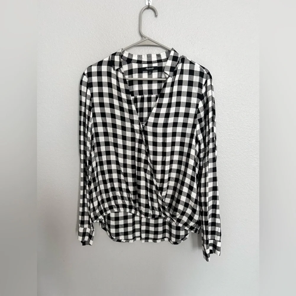 Madewell Black and White Plaid Tunic Blouse - Picture 3 of 7